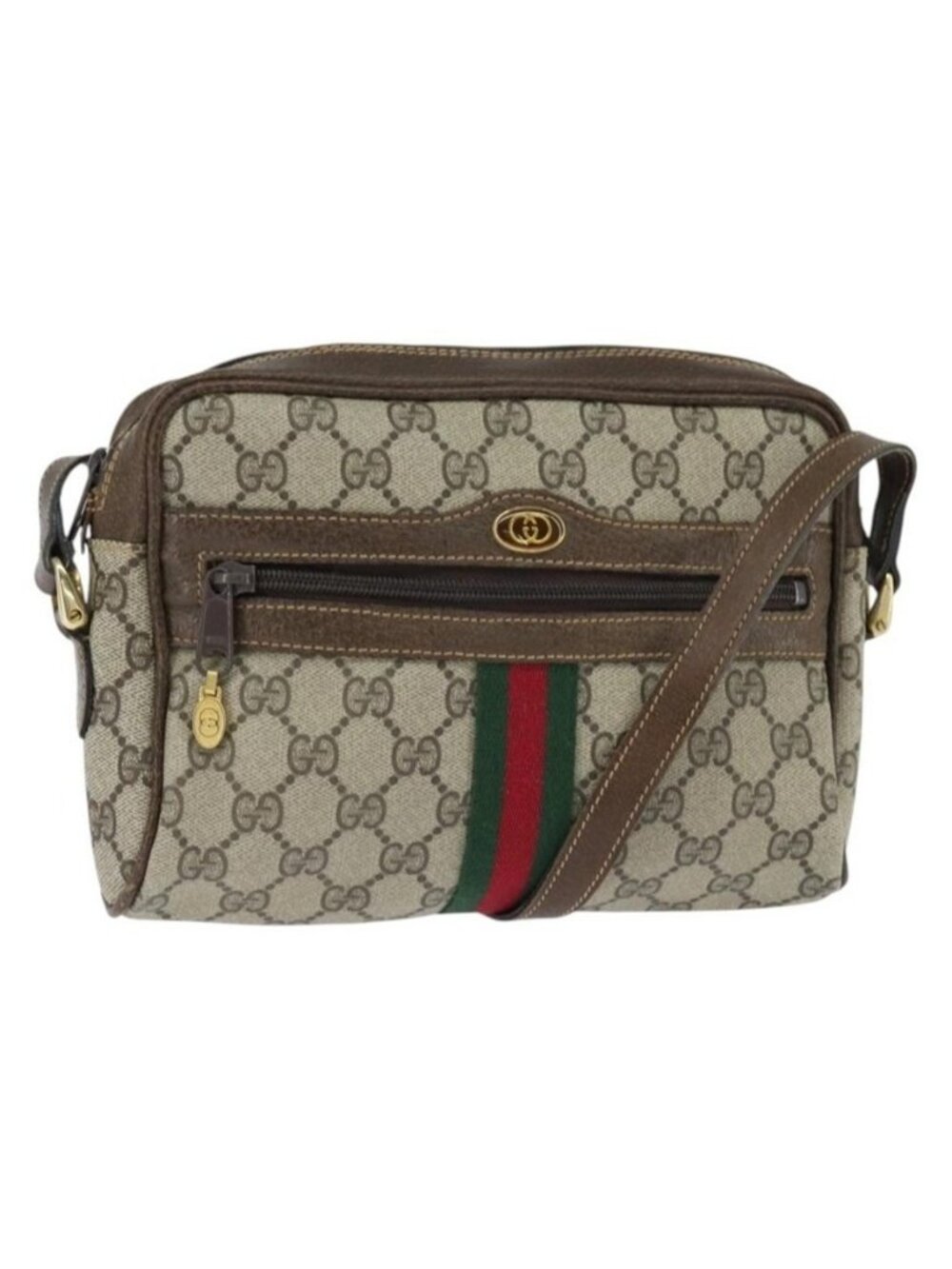 Authentic GUCCI GG Supreme Web Sherry Line Shoulder Bag PVC Beige Gold 010 378 - Picture 1 of 16